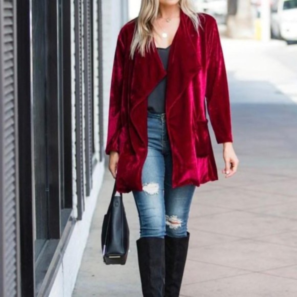 Draped velvet cardigan